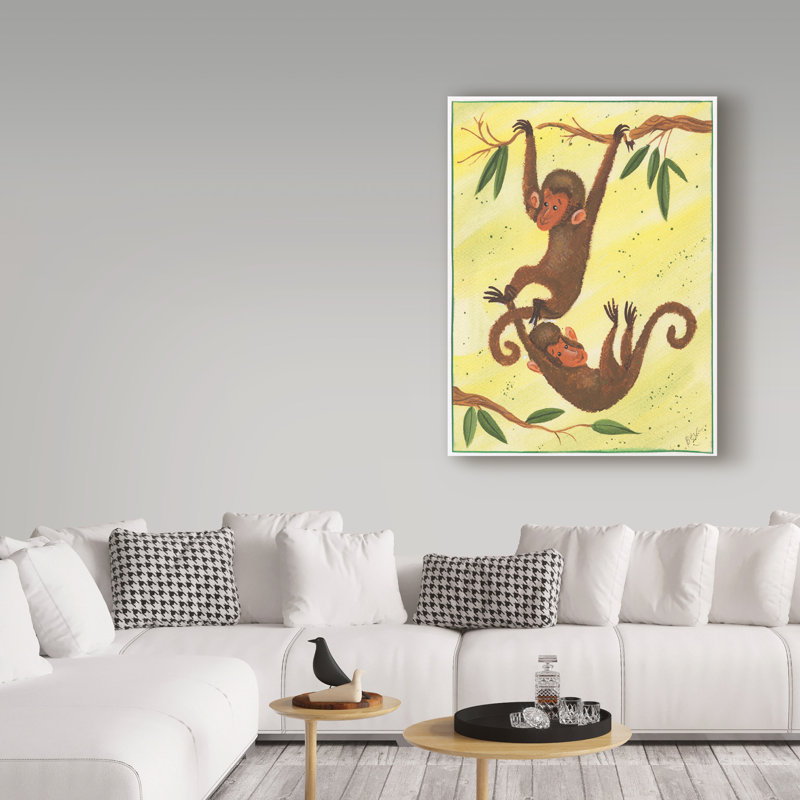 «Monkeys With Tree Branch», art sur toile, H 24 po x l 18 po x P 2 po