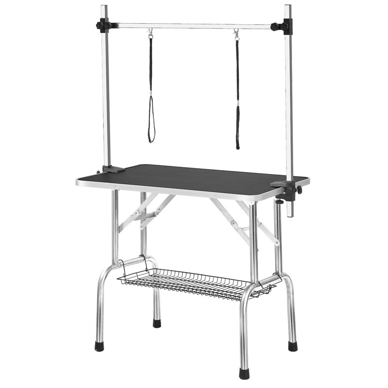 Table de toilettage pour animaux avec pattes pliantes, Noir, noir, noir, noir, H 30 po x l 23,6 po x P 35,4 po