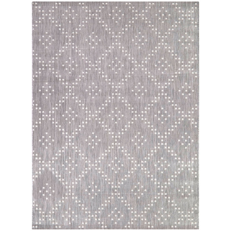 Tapis intérieur / extérieur gris en polypropylène tissé à la machine Rectangle Kalisi, Rectangle 7 pi 10 po x 10 pi