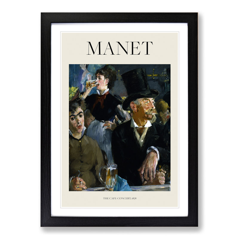 At the Cafe by Edouard Manet - Picture Frame Graphic Art, 36cm H x 27cm W x 2cm D, Black Framed