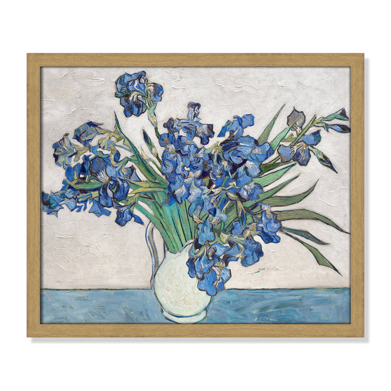 Imprimé iris bleu par Vincent Van Gogh, Cadre naturel mince, Pas de tapis, H 19 po x l 16 po