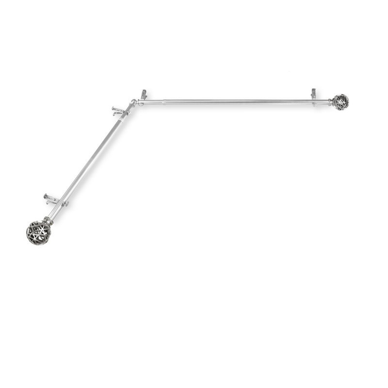 Tringle à rideaux simple en coin jalissa, 120 à 170 po, Nickel satiné