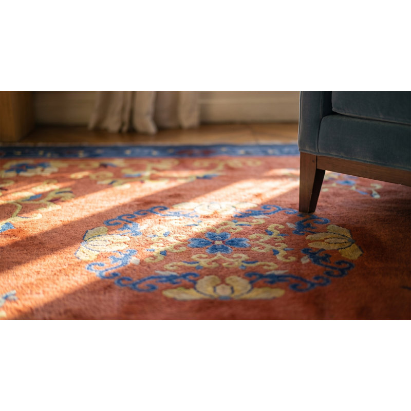 Tapis bleu marine, rouge / rouille