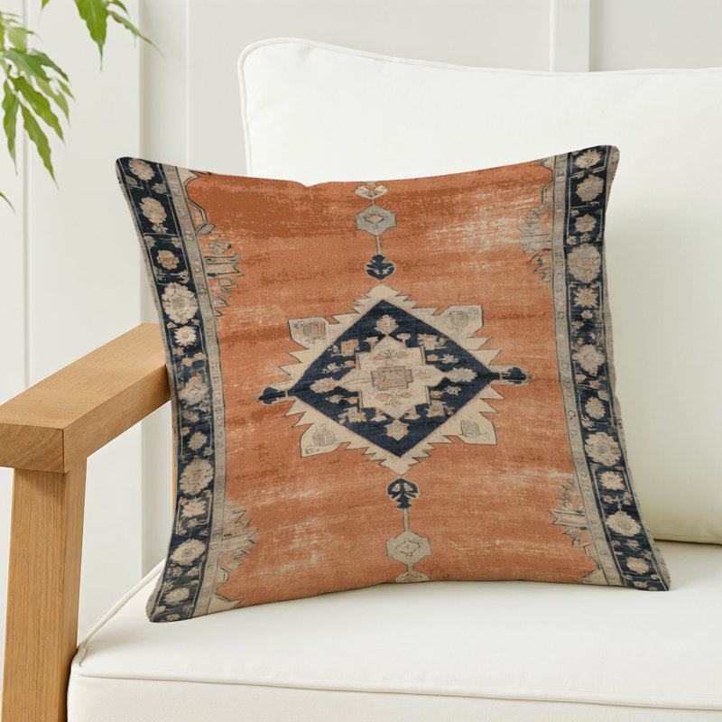 Coussin décoratif d'intérieur et d'extérieur Overdyed, Carré 16 po, Brun, look rétro 381