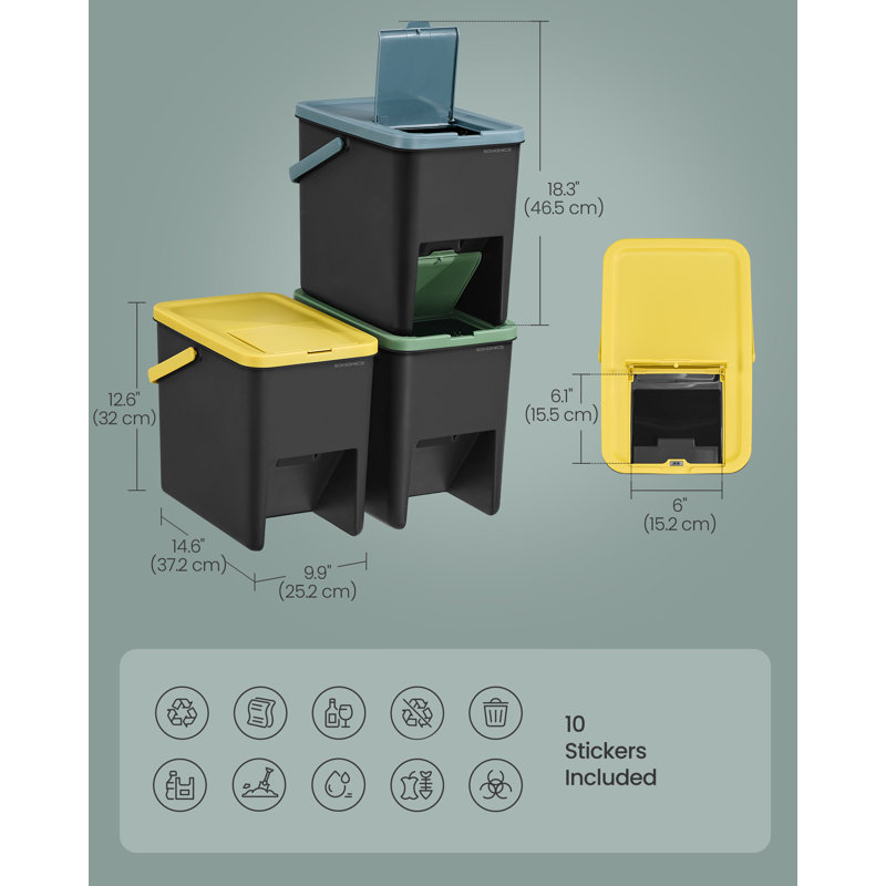 Plastic Swing Top Kitchen Trash Can - 20L
