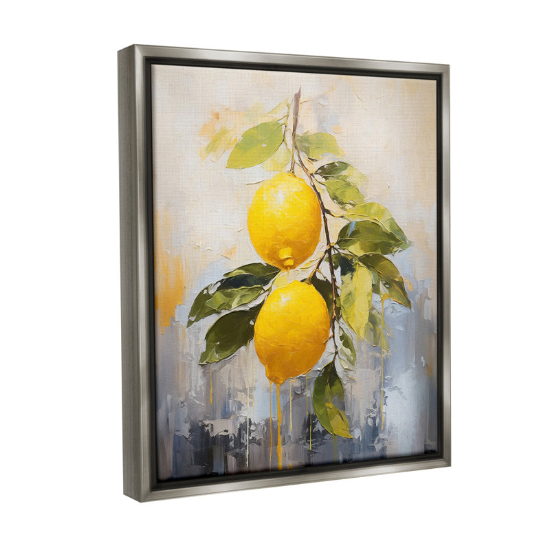" Abstract Lemon Branch " by Ramona Murdock, Luster Gray Floater Frame, 21" H x 17" W