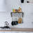 Wall Mounted Pot Rack – Wooden Kitchen Shelf with 12 Hooks, Industrial Pot and Pan Organizer Storage Rack