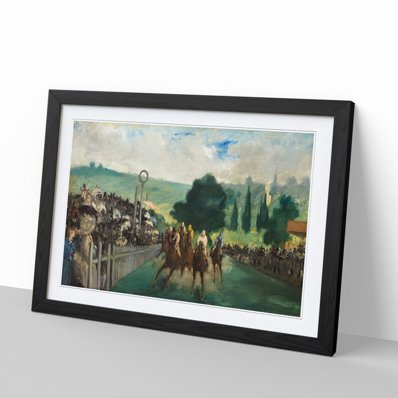 The Races at Longchamp by Edouard Manet - Picture Frame Painting, Black Framed, 27cm H x 36cm W x 2cm D