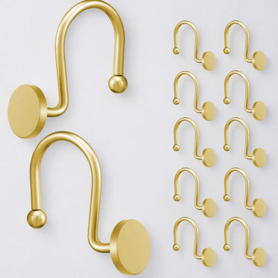 Shower Curtain Hooks, Nickel Shower Curtain Rings Rustproof Metal Round Decorative Shower Hooks Rings For Bathroom Shower Rods Curtains, Set Of 12 Heavy Duty Solid Hooks