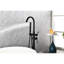 Robinet de baignoire autoportant avec bec pivotant à 360 degrés et douche à main avec embout rotatif noir mat