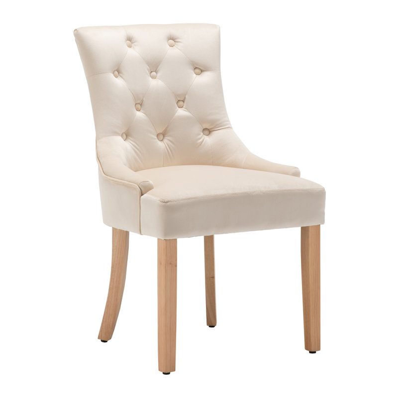 Raubsville 52cm H Velvet Upholstered Dining Chair in Cream