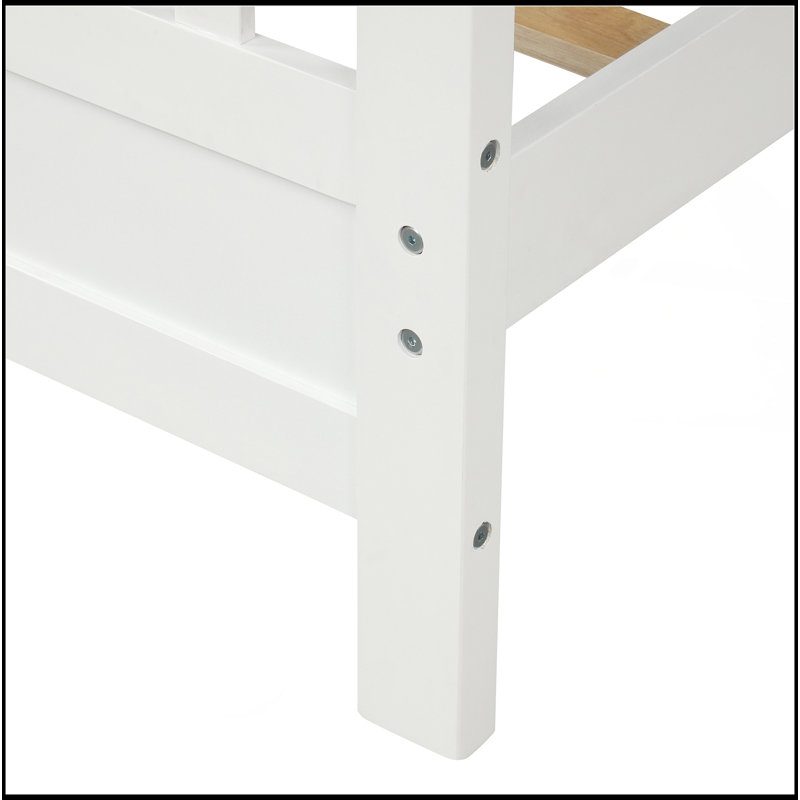 Lit plateforme en bois avec tête et pied de lit, Lit double