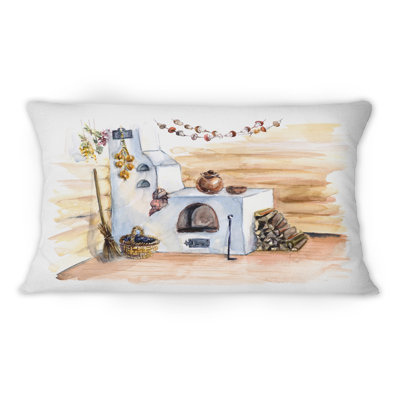 Russian Stove Interior Of The Russian Log Hut -1 Colonial Printed Throw Pillow