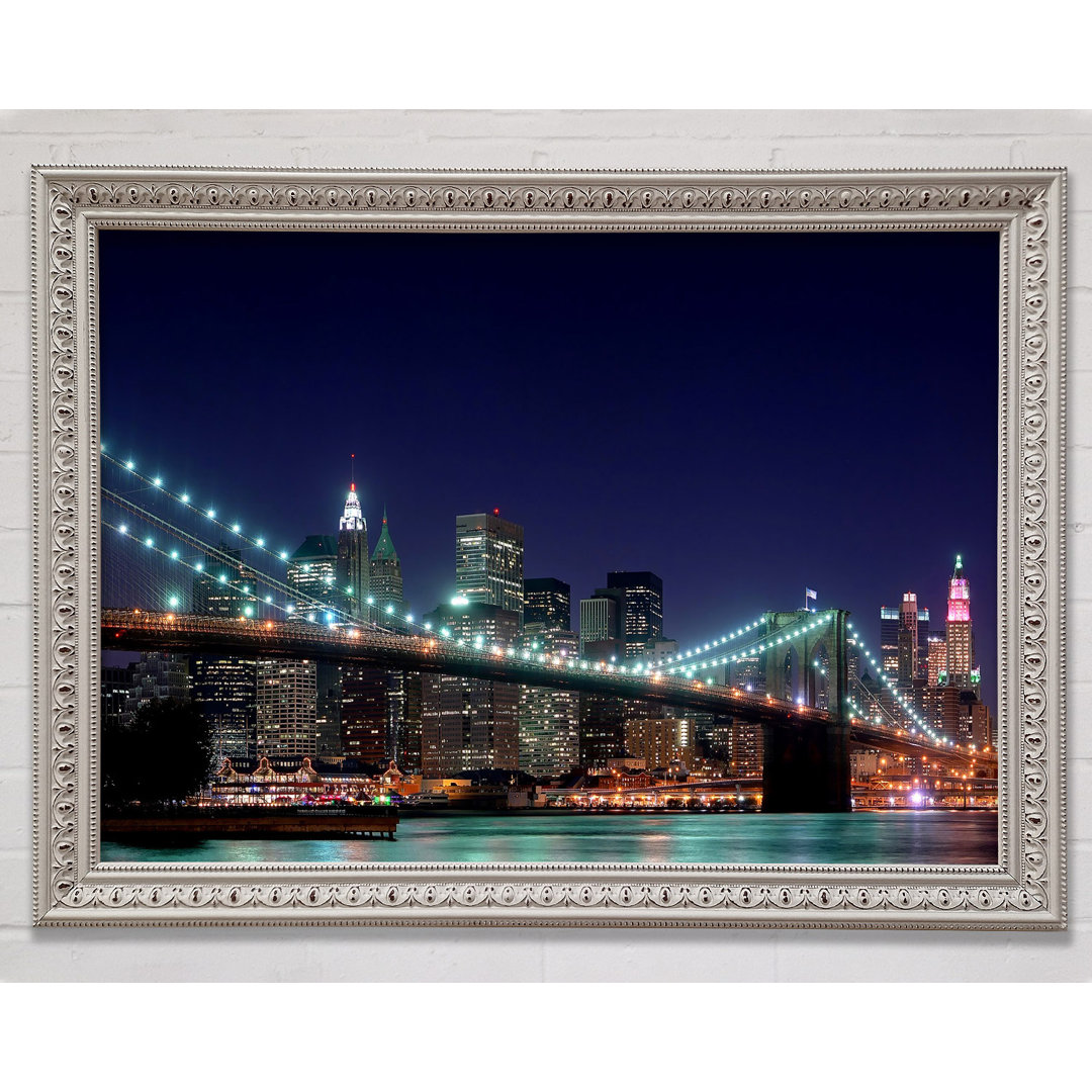 Brooklyn Bridge New York Lights - Einzelne Bilderrahmen Kunstdrucke