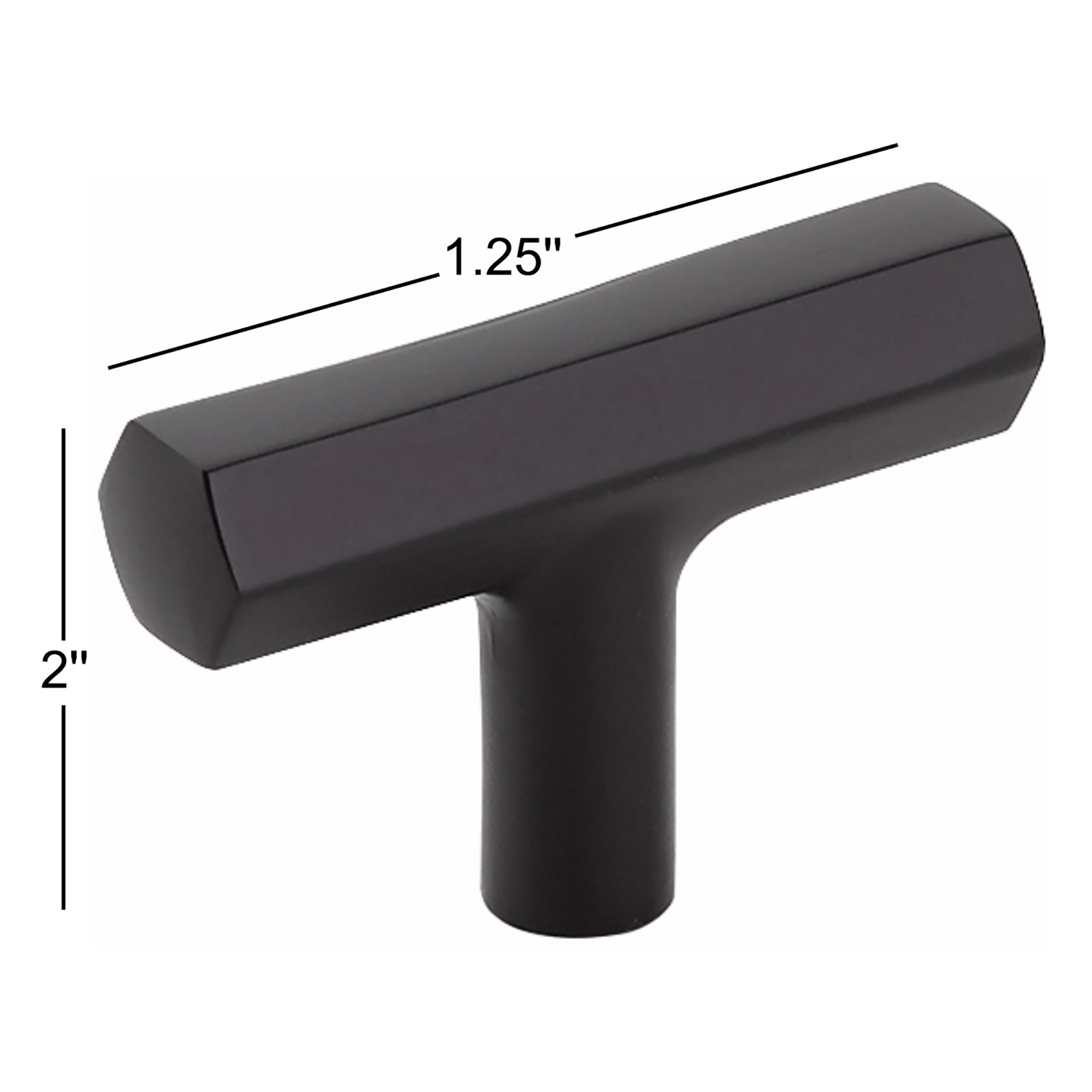 Mod Hex Bar Cabinet T-Knob, Flat Black