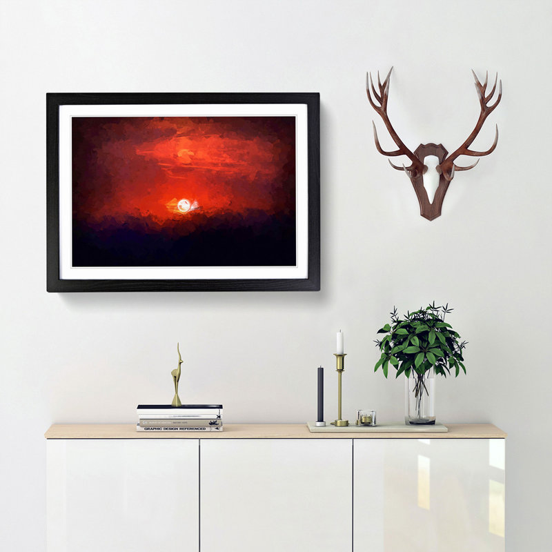 Deep Red Sunset in Italy in Abstract - Picture Frame Graphic Art Print, Black Framed, 36cm H x 48cm W x 2cm D