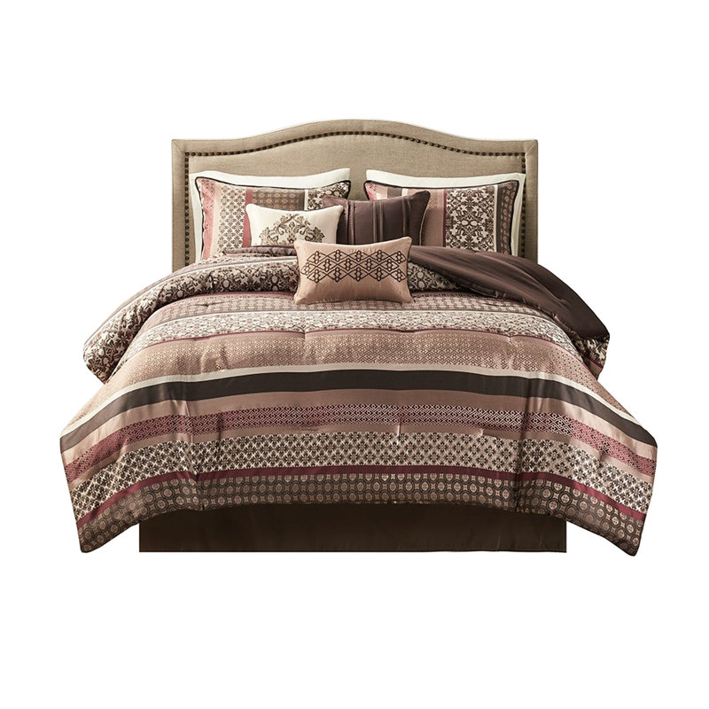 Red 7 Piece Comforter King - Pattern And Fashionable Bedding
