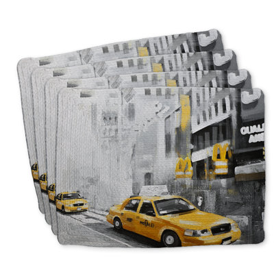 Ensemble de 4 napperons en polyester tressé NYC Taxis - Décoration intérieure