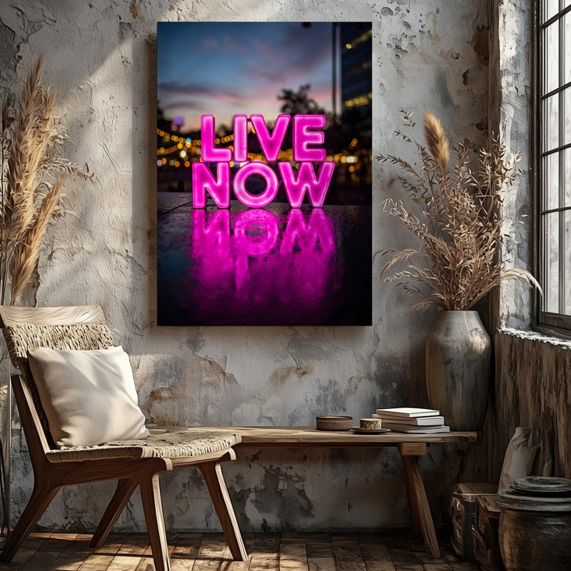 Toile «A Vibrant Neon Sign Spelling», H 12 po x l 9 po