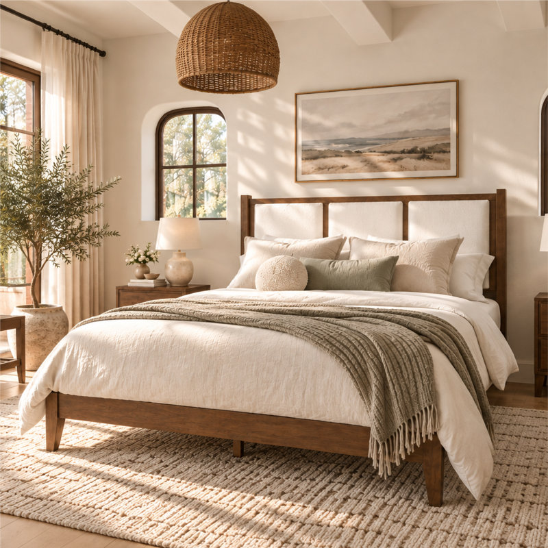 Tête de lit tapissier Knighten, King, Dark Walnut