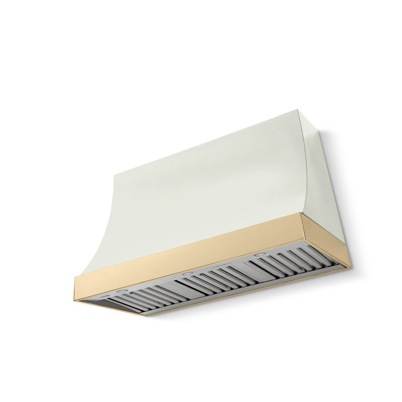 Marquee Series 48" Wide x 30" High Wall Hood 1200 CFM, White, Polished Brass