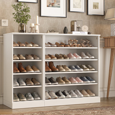 Armoire de rangement à chaussures 100% en bois massif avec tablettes réglables, rangement modulaire pour vestibule, l 48 po x H 35,75 po