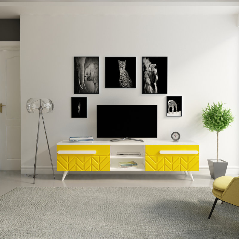 Buker Unfinished TV Stand for TVs up to 55", Yellow