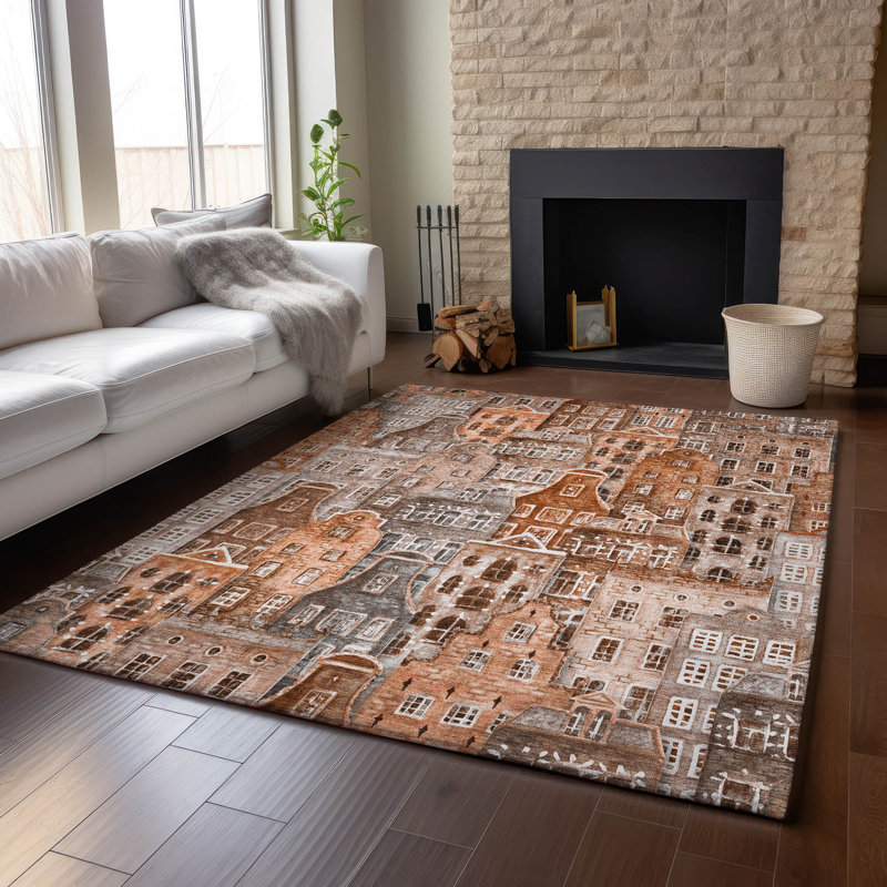 Tapis paprika Cerrito AMF600 lavable à la machine de qualité supérieure, Rectangle 9 pi x 12 pi