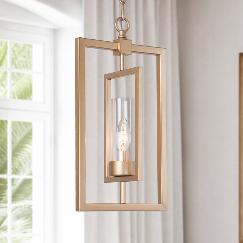 Labonte 1-Light Dimmable Gold Rectangle Pendant Light