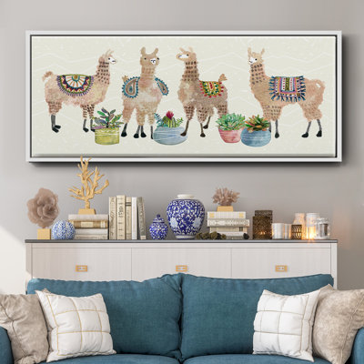 Llama Party- Framed Canvas