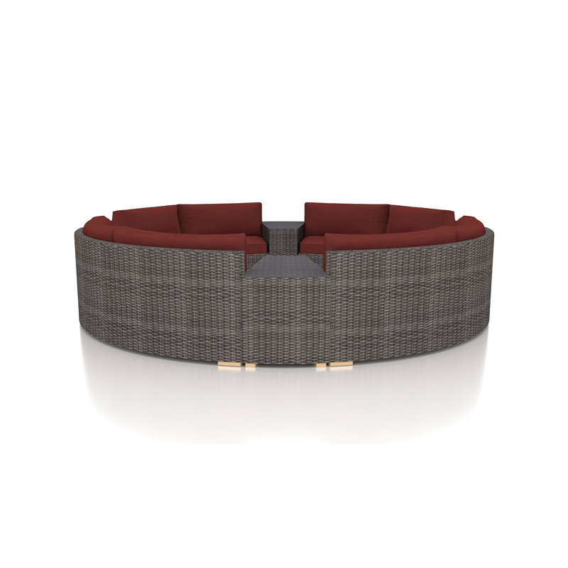 Marfik 8 - Person Modular Patio Conversation Set with Cushions, Dark Brown, Canvas Henna Sunbrella® Canvas