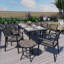 Ensemble repas d'extérieur en aluminium avec table de salle à manger, petite table d'appoint et chaises empilables Loddon-216608240-216608246