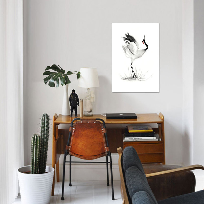 « japanese grues i », impression sur toile, H 18 po x l 12 po x P 1,5 po, Toile tendue, Pas de tapis