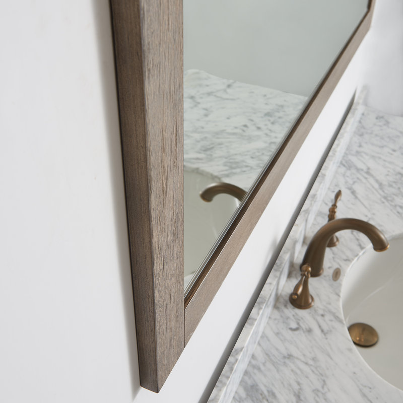 Miroir de salle de bain mural Karamfila, Gris classique, 39,4 po x 48 po
