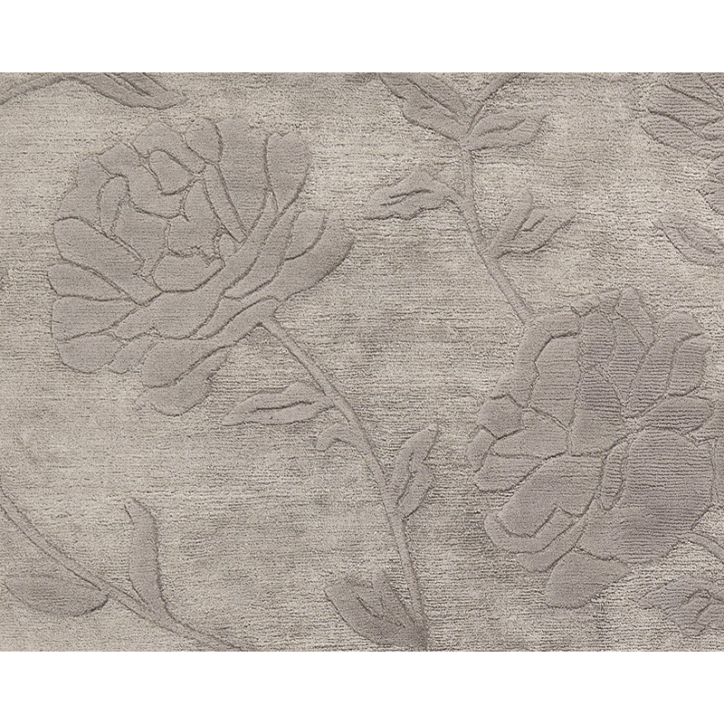 Peony Floral Area Rug in Silver/Gray, Rectangle 2' x 3'