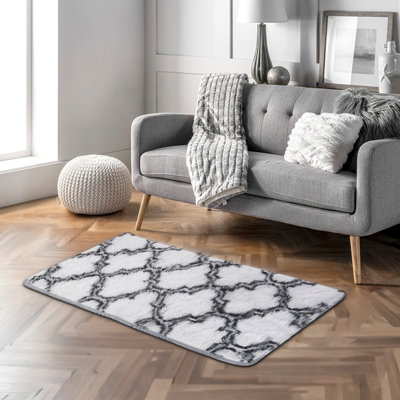 Damask Faux Sheepskin Area Rug