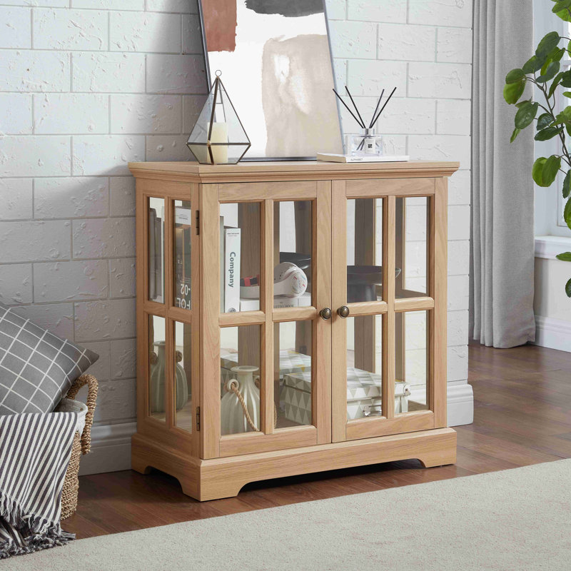 LED Curio Display Cabinet,Antique Display Cabinet With Adjustable Shelves,Retro Design Quality Showcase With Lattice Doors Elegant Bookcase And Storage Cabinet