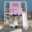 Wooden Loft Bed House-Shaped Frame With A Tent-1440231823-1440231820