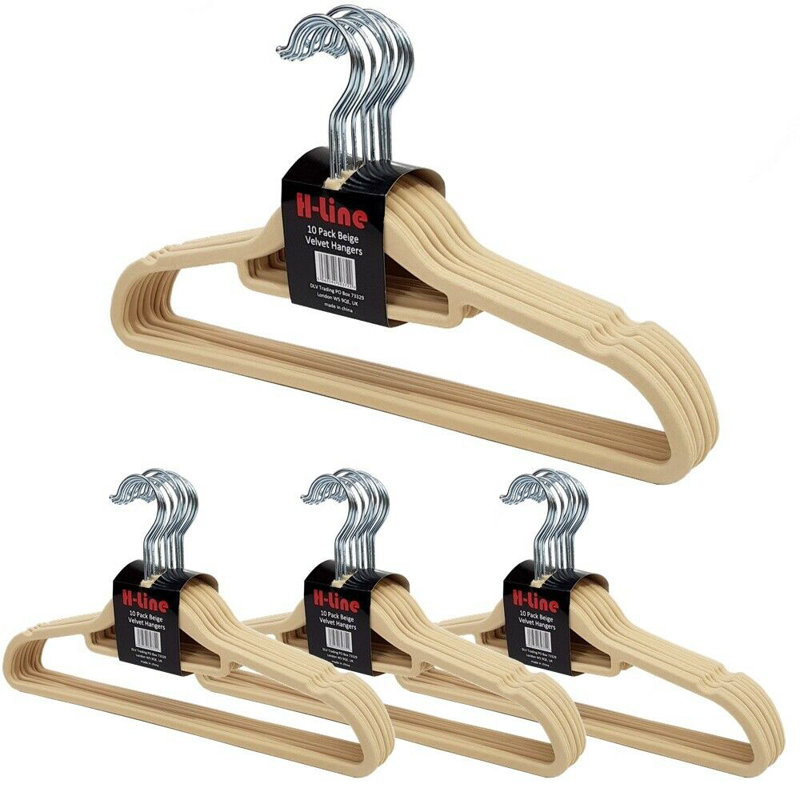 Velvet Standard Hanger for Dress/Shirt/Sweater, Beige