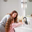 4 in. Centerset 2-Handle Bathroom Sink Faucet with High-Arc Swivel Spout and Drain Assembly, Matte Black-110240595