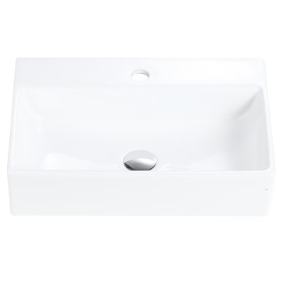 20"X14" Integrated Gloss White Ceramic Sink For Bathroom - 1 Faucet Hole, Overflow, Smooth Surface, Contemporary Style Glossy , Heat , Stain & Scratch Streamlined Silhouette, Effortless Maintenance