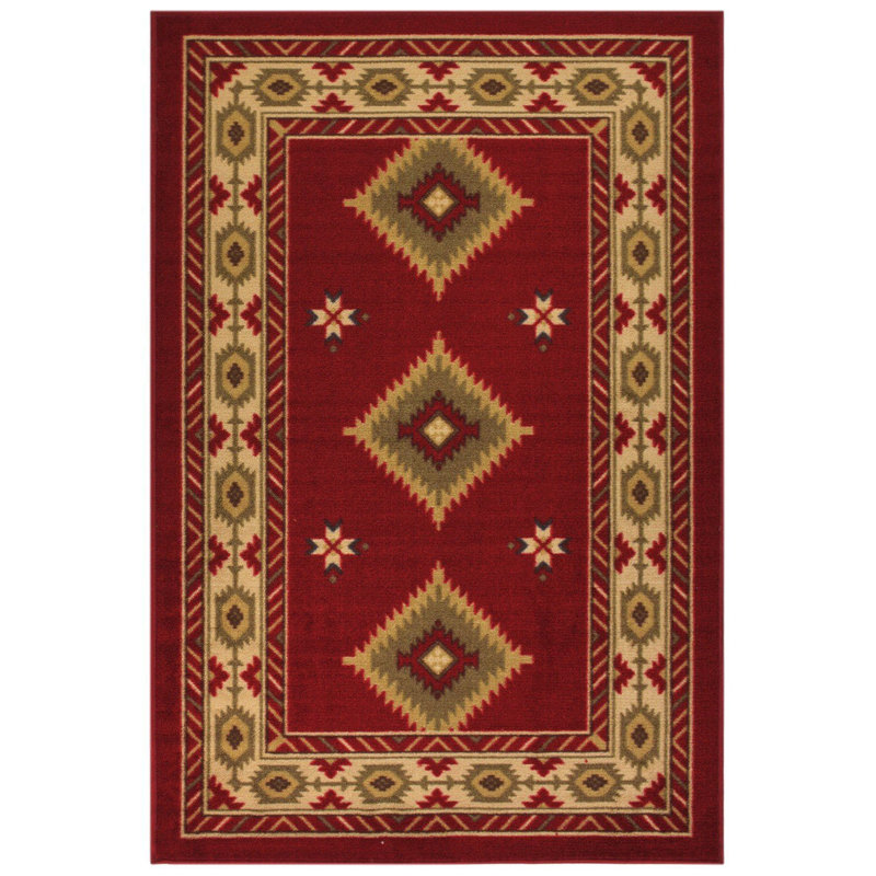 Southwestern Design Slip Resistant Area Rug, Rectangle 3'3" x 5'