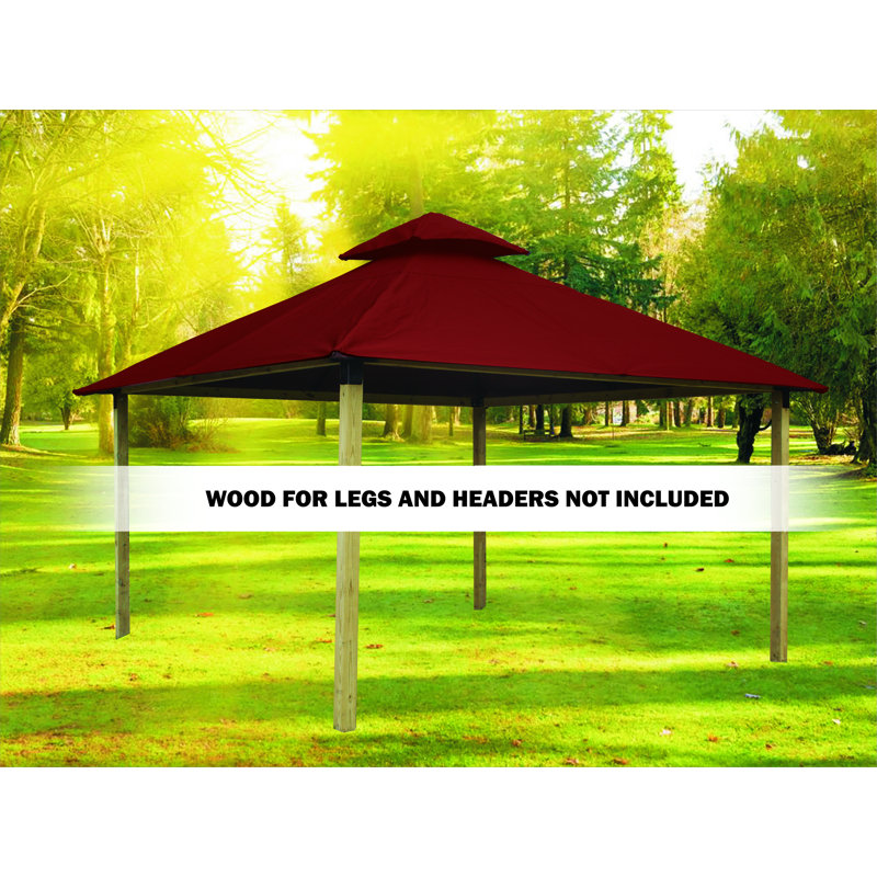 Roof Framing And Mounting 12 Ft. W x 12 Ft. D Solid Wood Gazebo, Terracotta, 141.5" H x 144" W x 144" D