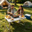 Table pliante en aluminium réglable en hauteur 13 x 10 pouces, table utilitaire pliable et portable robuste pour le camping, les pique-niques et une utilisation intérieure et extérieure