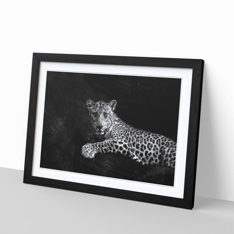 Leopard - Picture Frame Graphic Art Print, 62cm H x 87cm W x 2cm D, Black Framed
