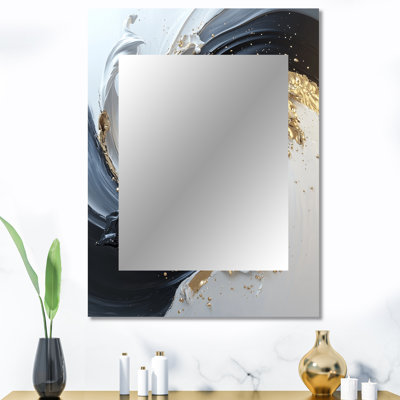 Blanc blanc, or, cosmique, tourbillon III, spirales abstraites, miroir mural doré, impression sur métal