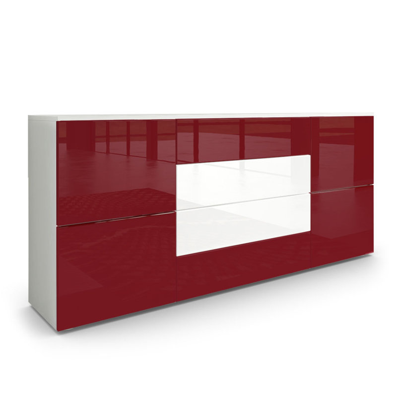Mccraney Sideboard, White (matt)/Burgundy (glossy)/White (glossy)