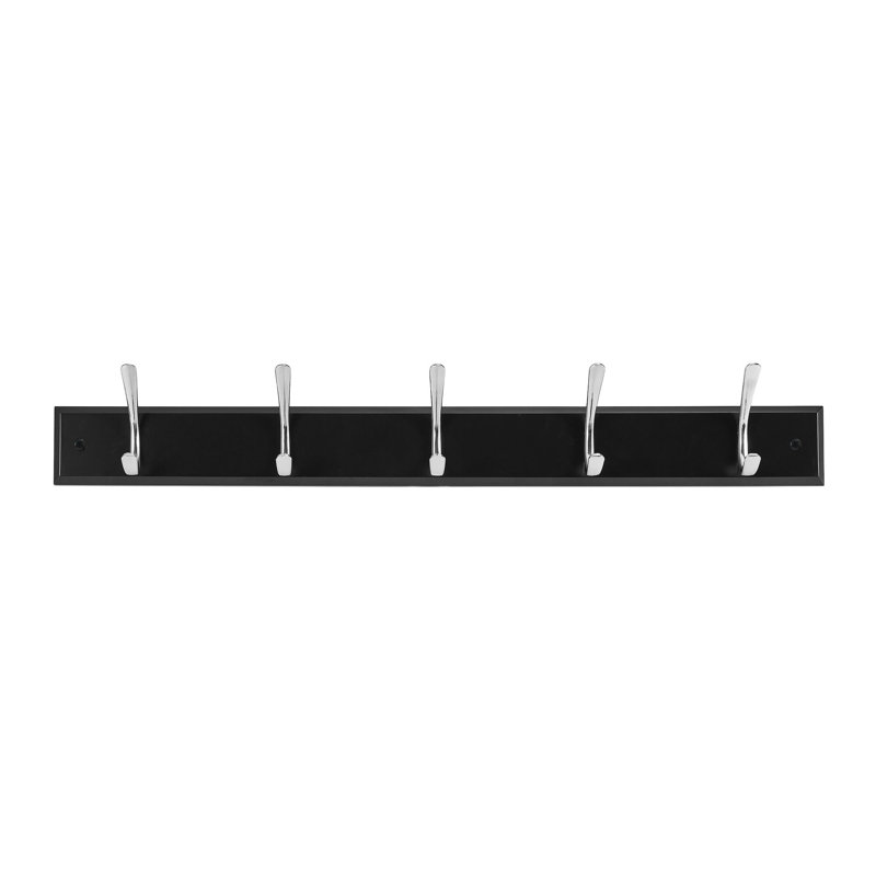 Black MDF Wall-Mounted Coat Rack with 5 Hooks