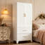 71? White Metal Wardrobe Cabinet With Drawers-1109683177