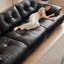 Canapé modulaire noir en similicuir-881798206